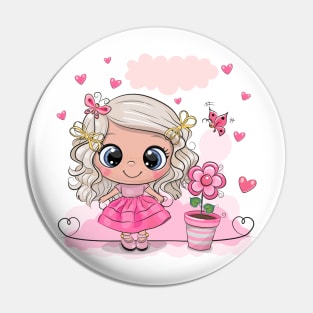 Cute little girl princess in pink dress. Pin