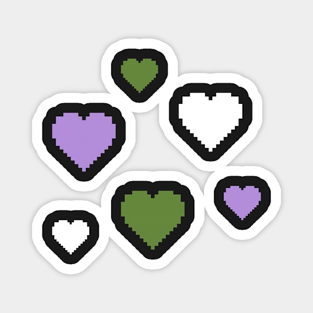 Gender Queer Pride Hearts Pixel Art Magnet by christinegames