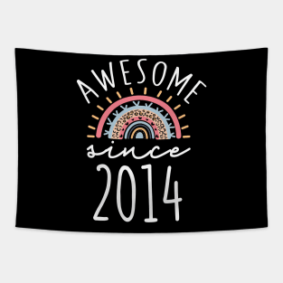 Awesome Since 2014 Born in 2014 8th Birthday Rainbow Gift Tapestry