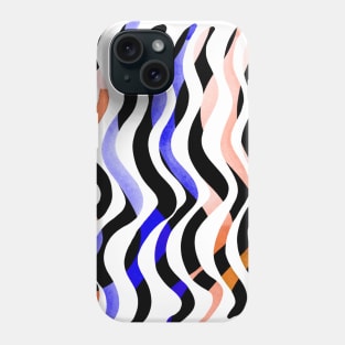 Wavy lines - orange, blue and black Phone Case