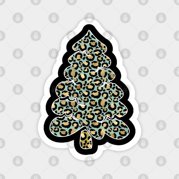 Merry Christmas Leopard Tree Emoji  X-mas Holiday Magnet by Johner_Clerk_Design