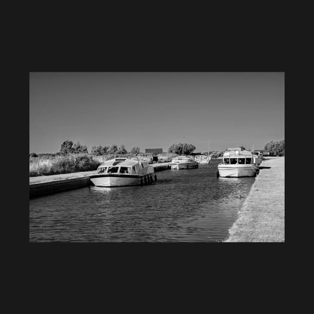 Holiday boats moored along Thurne Dyke, Norfolk Broads by yackers1