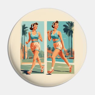 Double Melodic Strides Fitness Jams Pin Up Art Pin