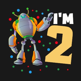 I'm two for robot boys for birthday T-Shirt