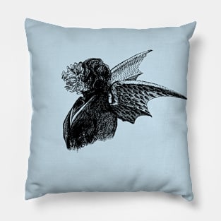 Vintage flower man with dragon wings Pillow