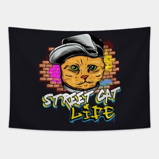 Street Cat Life Graffiti Cool Cats Tapestry