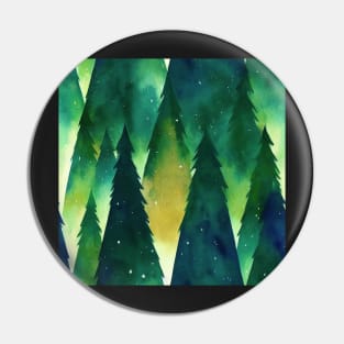 Watercolor Christmas Trees Pin