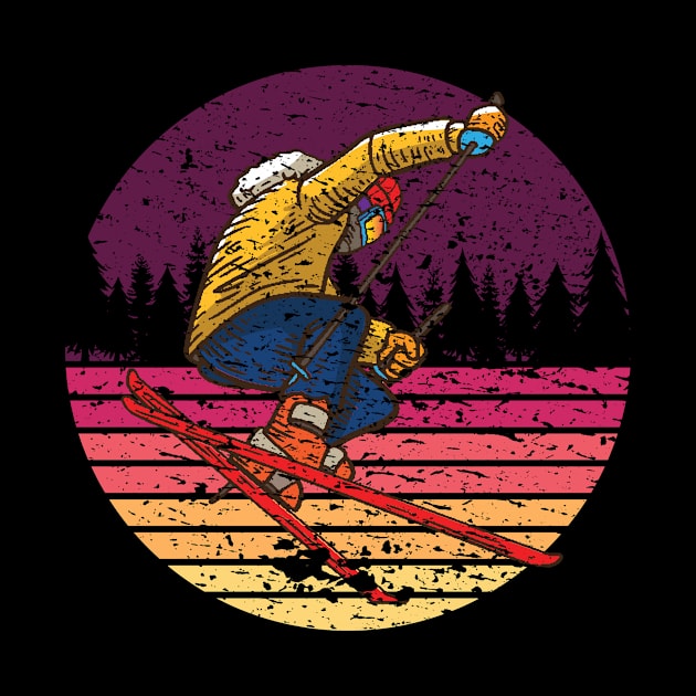 Skier Skiing Retro by Shiva121