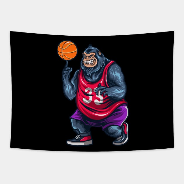 Gorilla Playing Basketball Tapestry by Invectus Studio Store
