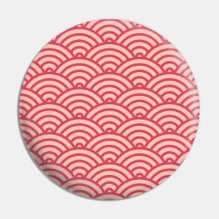 Japanese Fish Scales / Waves Mask Design - Red Version Pin