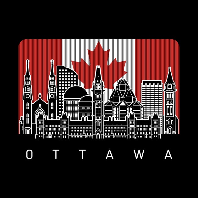 Ottawa Canada Skyline Canadian Flag by travel2xplanet