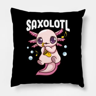 Cute & Funny Saxolotl Adorable Sax Playing Axolotl Pillow