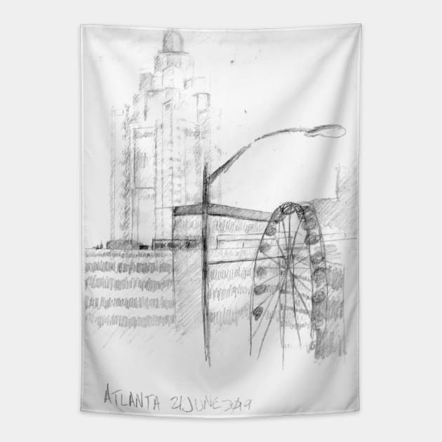 Atlanta Sketch Tapestry by Art of V. Cook