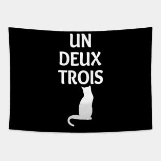 Cute Abstract Un Deux Trois Cat French Kitty Tapestry