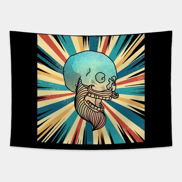 Vintage Hipster Skull Tapestry by Carlo Betanzos