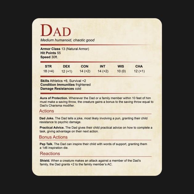 D&D Dad Statblock by Sunburst