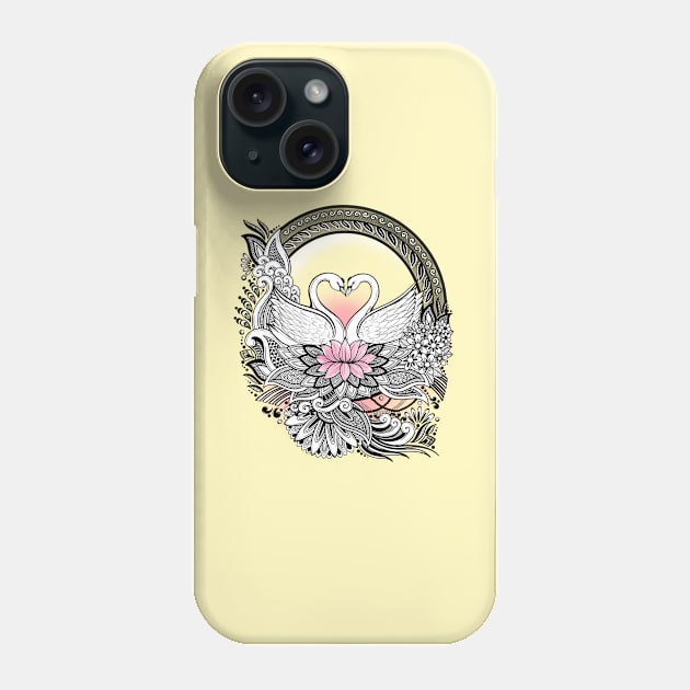 Swans Romantic Sunset Phone Case by NMartworks