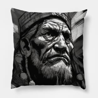 Ayahuasca And the Old Shaman Black and White Pillow