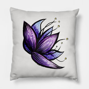 Abstract Flower Doodle Ink Watercolor Drawing Pillow