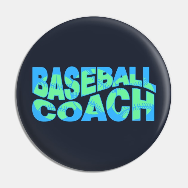 Wavy Baseball Coach Blue Pin by Barthol Graphics