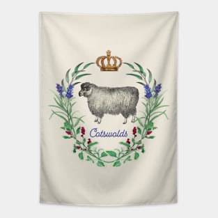 Cotswolds Sheep Lavender Wreath British Cottagecore Tapestry