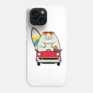 Funny Fat cat is driving to the beach Phone Case