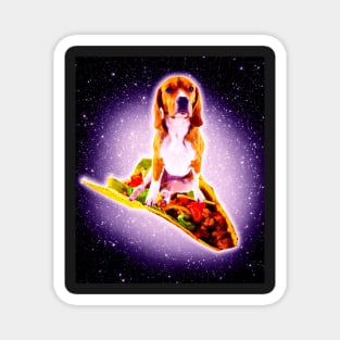 Outer Space Galaxy Dog Riding Taco Magnet