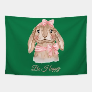 Cute Rabbit BE Happy Tapestry