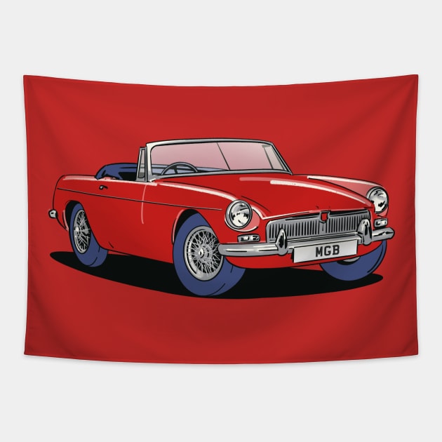 MGB Vintage Car in Red Tapestry by Webazoot