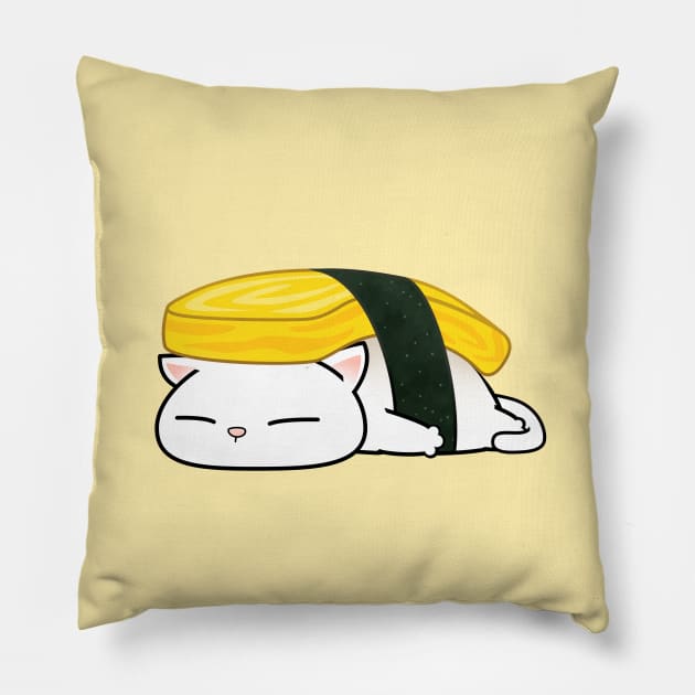 Chubby Cat Tamago Sushi Pillow by Takeda_Art