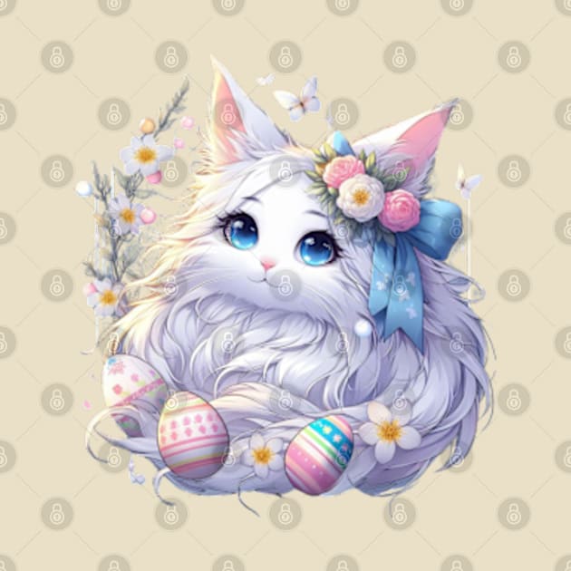 Glorious Easter Anime Retro Cat by Malus Cattus