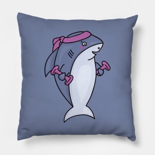 Funny Cartoon Fitness Shark with Dumbbells Pillow
