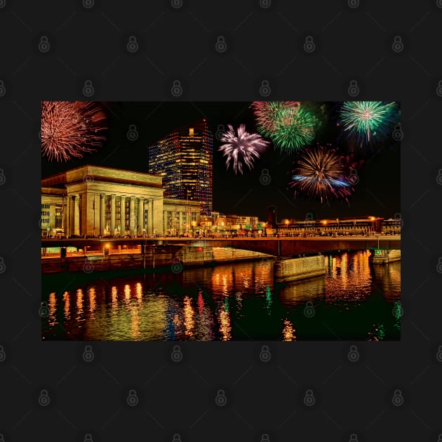 Pennsylvania. Philadelphia. Fireworks over 30th Street Station. by vadim19