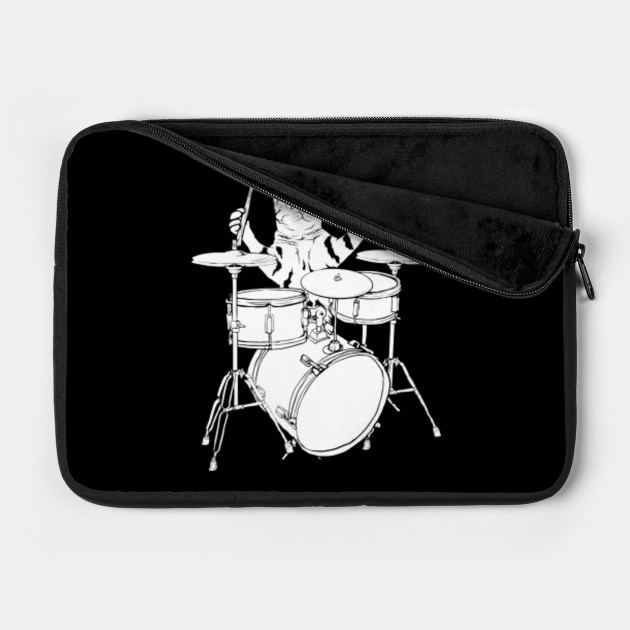 Cat Playing Drums Gift Drum Kit Cat Playing Drums Laptop Case Teepublic