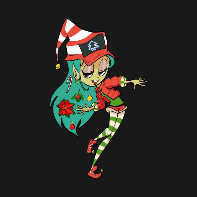 Dancing Christmas Elf by Frame and Bar