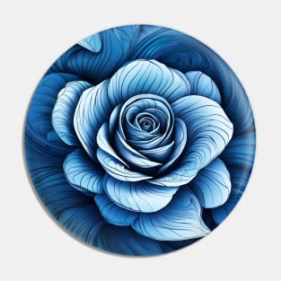 Blue Rose Line Art Pin