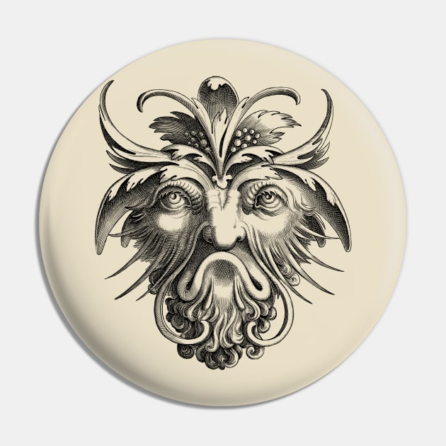 Vintage Demon Gargoyle face illustration Pin by AltrusianGrace