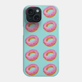 Watercolor donuts pattern - pink and blue background Phone Case