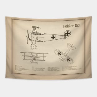 Fokker Dr.I Red Baron aka Manfred von Richthofen Dr.1 airplane - SD Tapestry