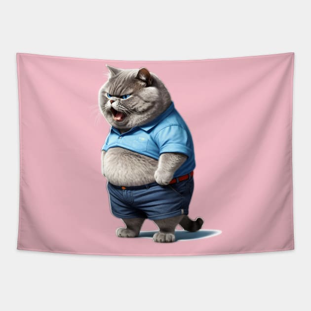 Funny Chubby Cat, Fat Angry cat Tapestry by Tylerestra