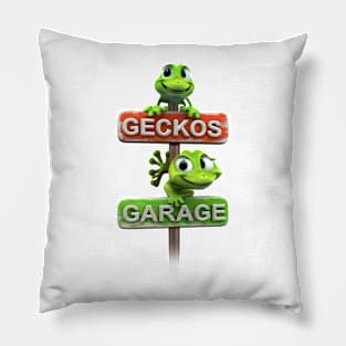 Gecko's Garage Adventures - Cool Automotive Art for Enthusiasts Pillow