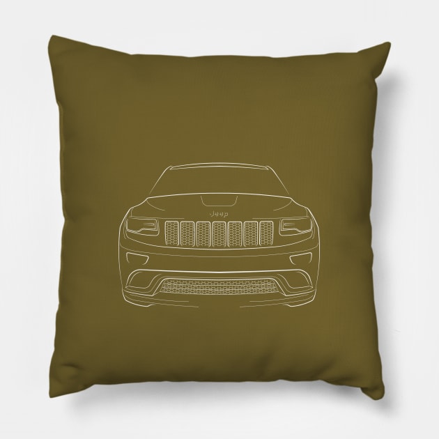 Jeep Grand Cherokee WK2 - front stencil, white Pillow by mal_photography