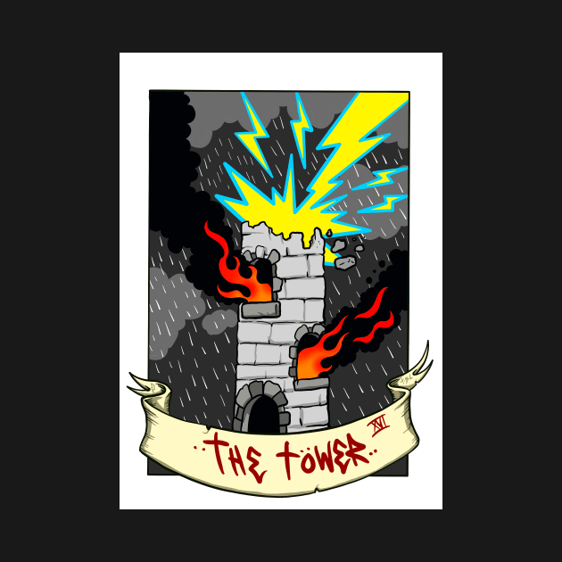 The tower tarot card design by Brownlazer