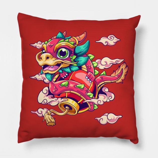 Red Dragon - Lunar New Year Pillow by almalikstoryteller