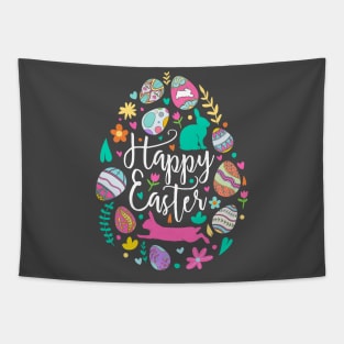 happy easter, egg, rabbit, bunny Tapestry