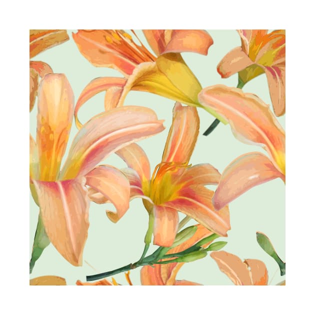 Tiger Lilies on Pale Green by ArtticArlo