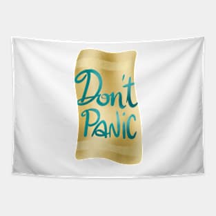 Don't panic on golden towel Tapestry