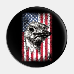 Patriotic Ostrich American Flag Pin