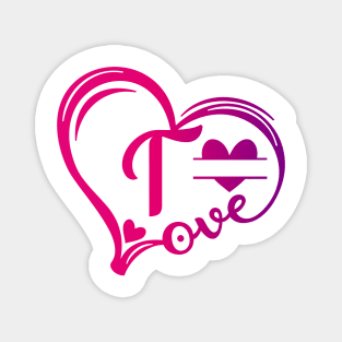 letter t monogram in the shape of love Magnet