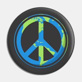 International World Peace World: Globe Peace Sign Pin